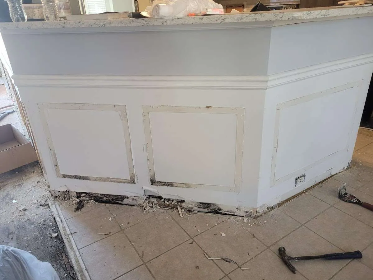 Water damage and mold on kitchen during Burst Pipe Cleanup in Ocean Springs